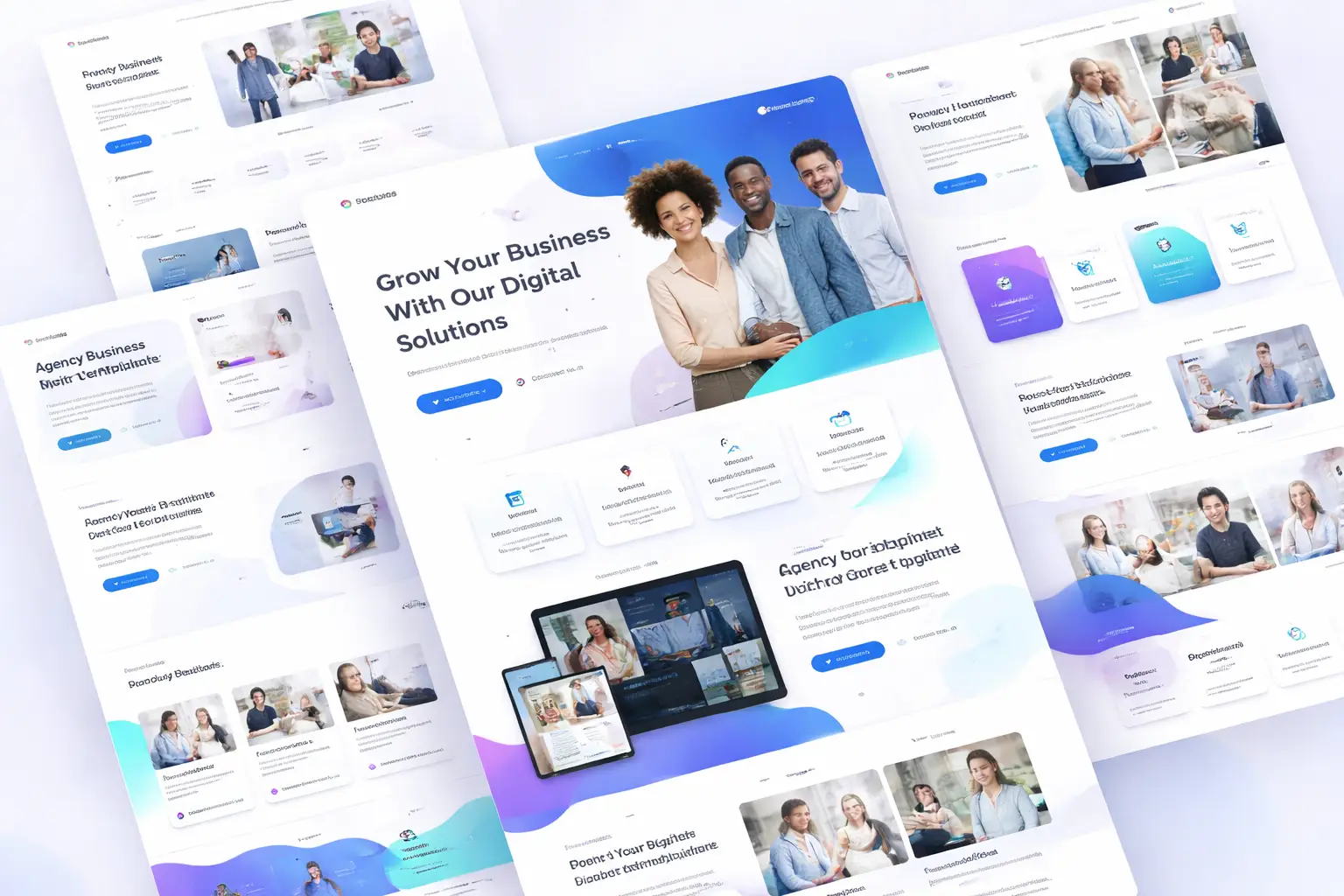 Agency business website template with services and team sections