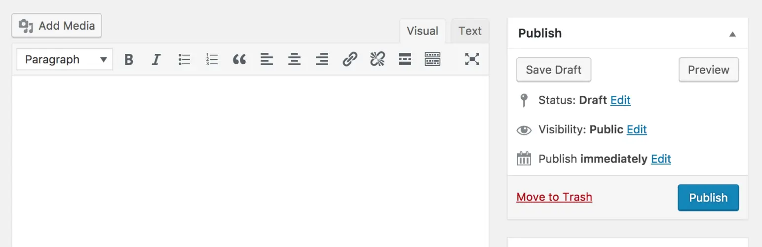 Classic Editor plugin showing the old WordPress editing interface