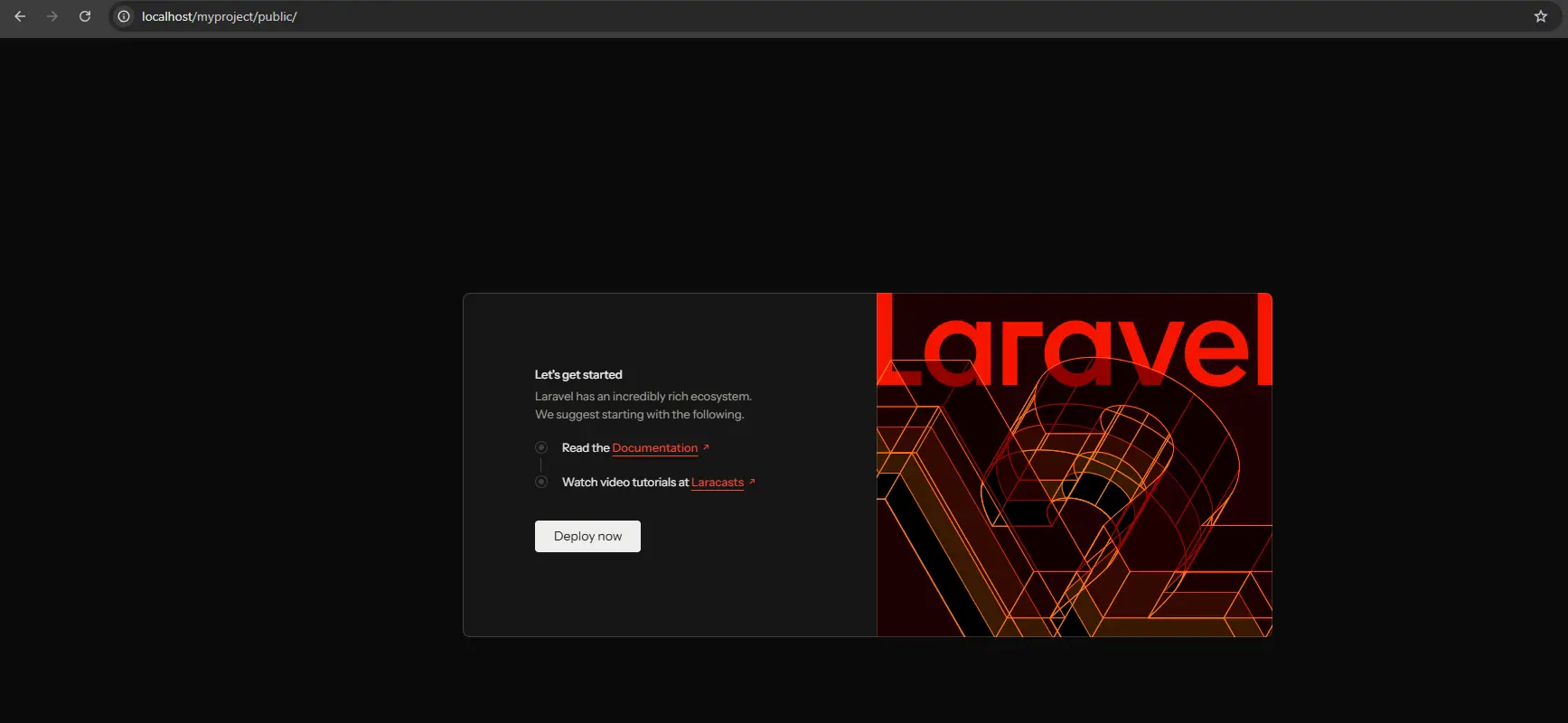 Laravel project running in browser via XAMPP localhost