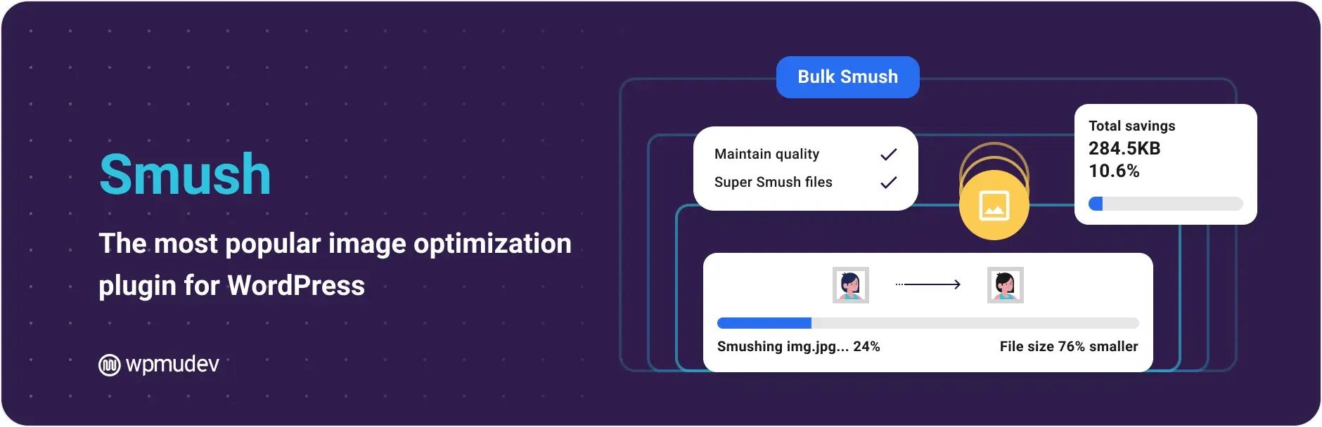 Smush plugin optimizing images to improve website performance