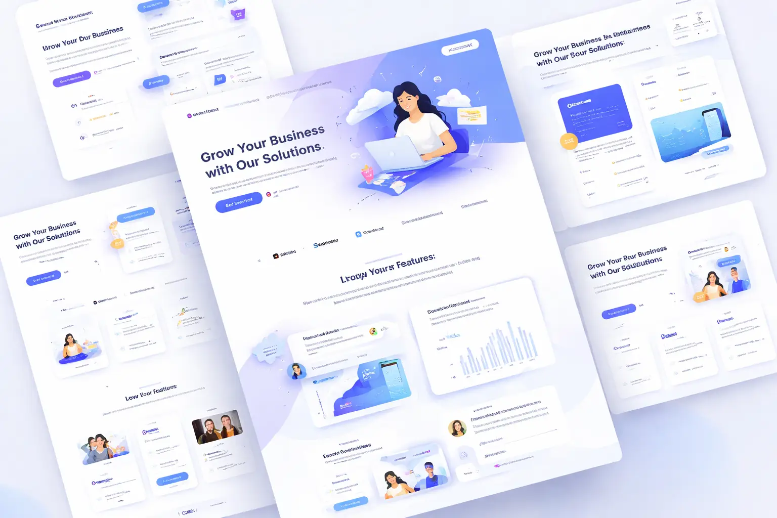Startup landing page design with hero section and call to action
