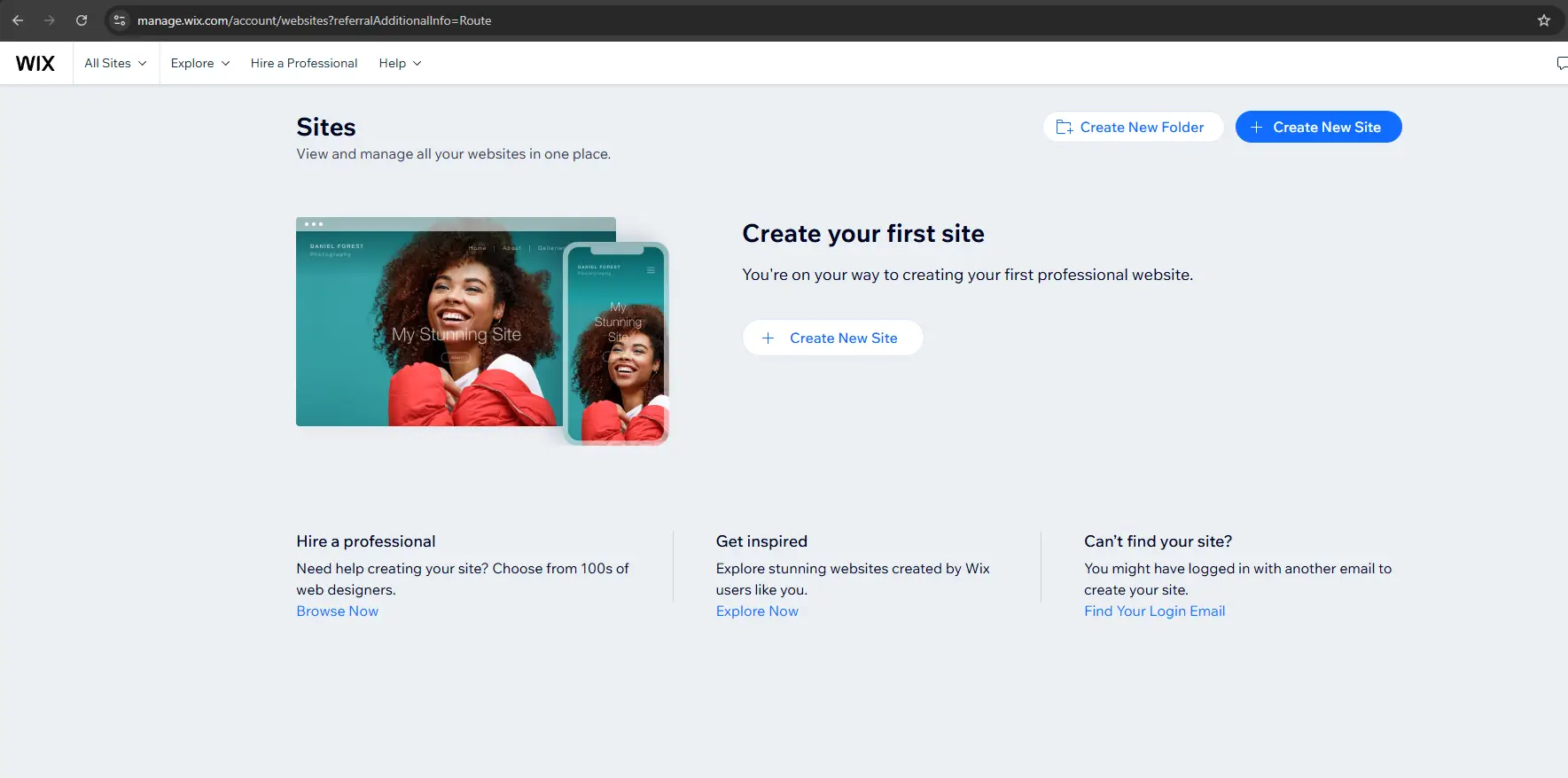 Wix AI website builder and template selection