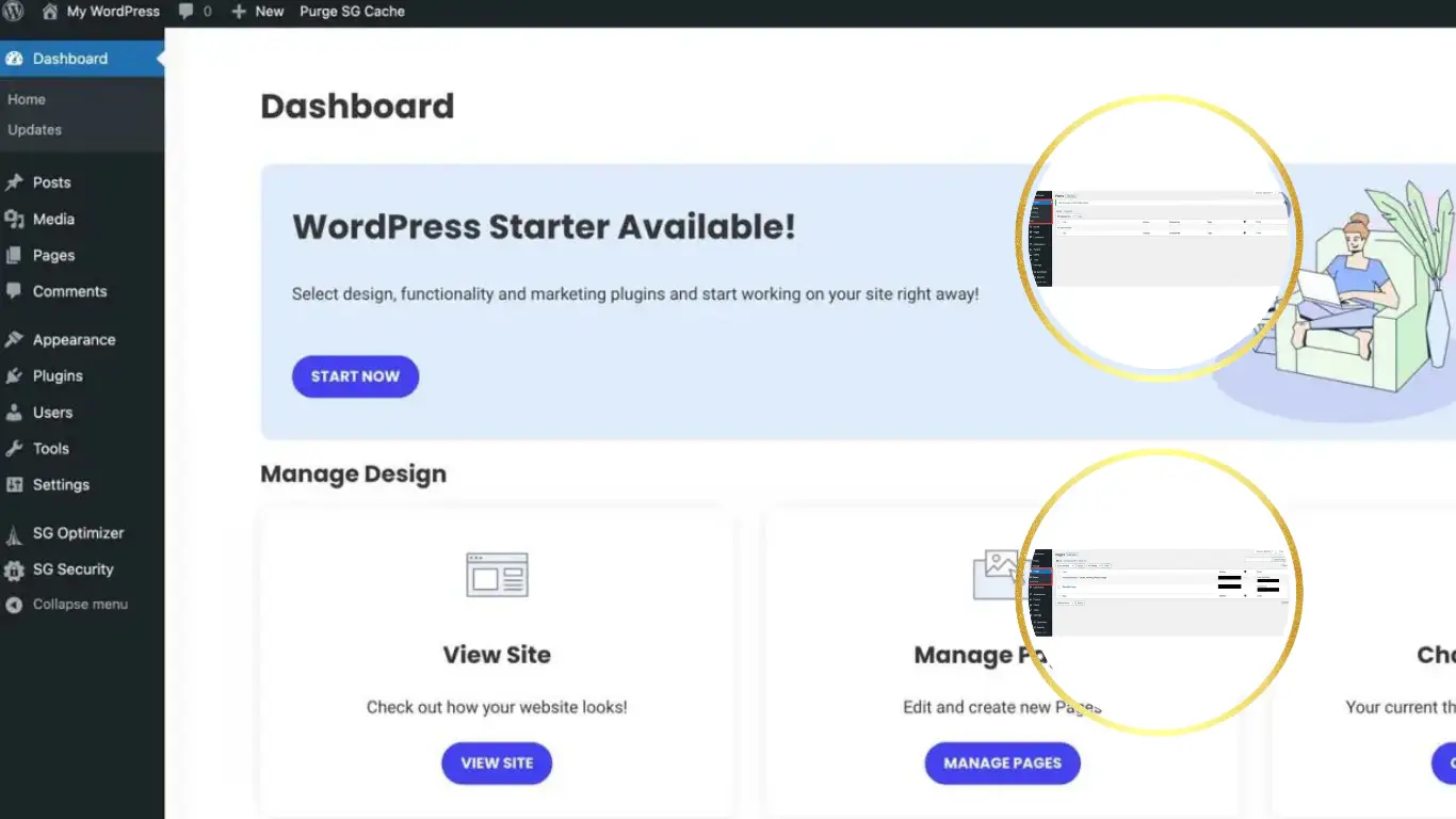 person setting up a wordpress website on laptop in a clean workspace