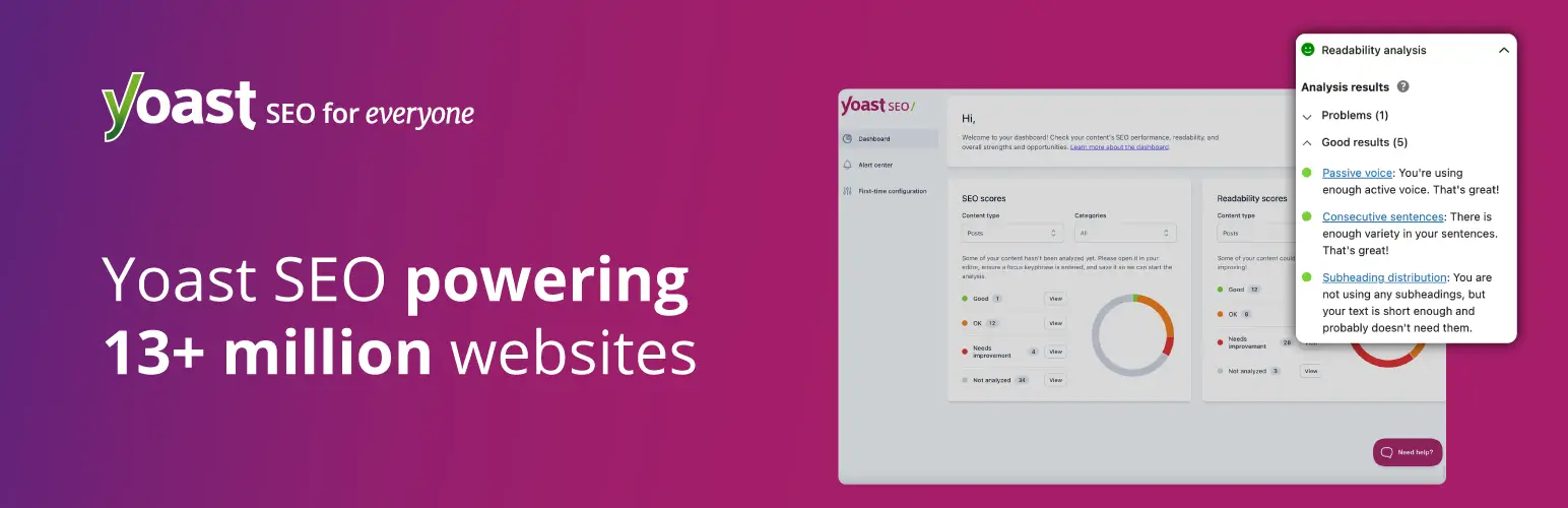Yoast SEO plugin dashboard in WordPress